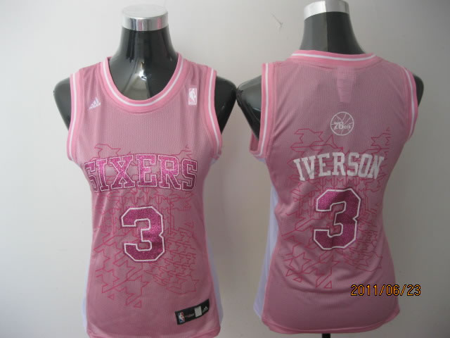  NBA Women Philadelphia 76ers 3 Allen Iverson Swingman Pink Jersey
